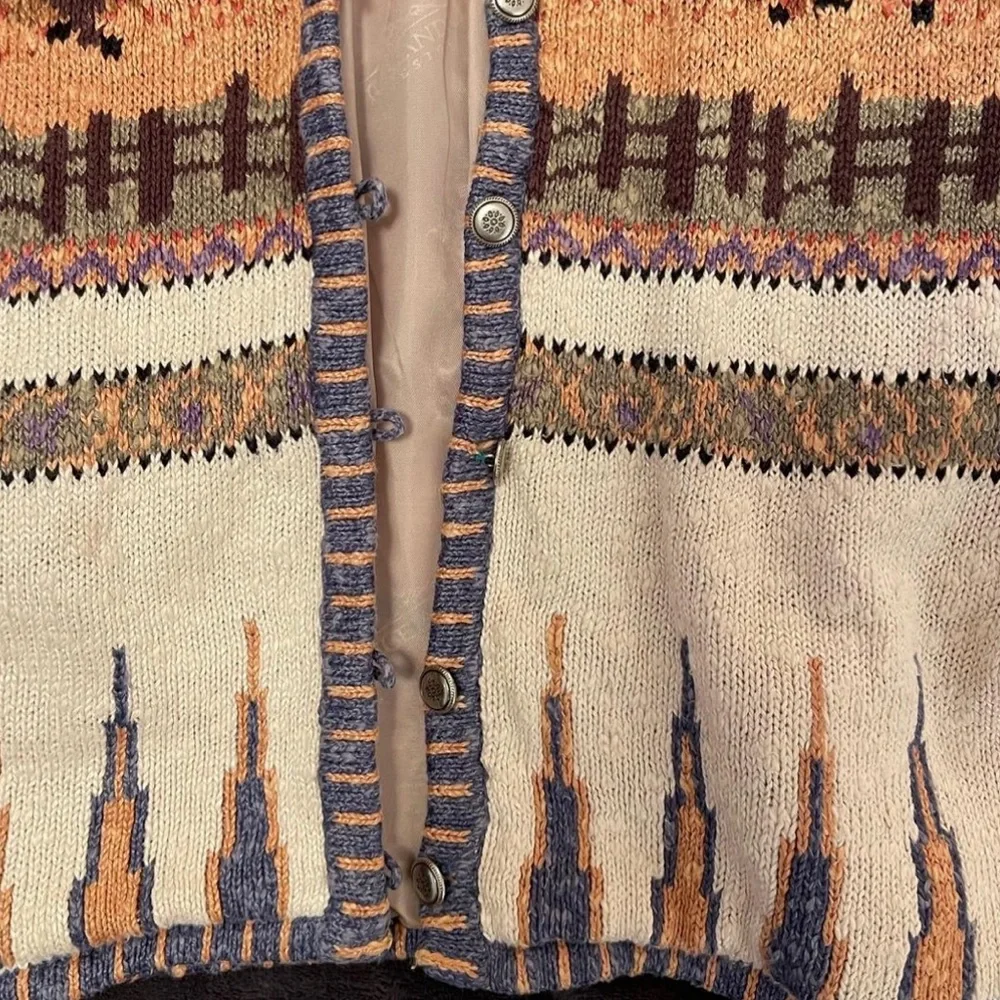 Icelandic Designs Colorful Horse pony western Pattern Cardigan M EUC - Picture 8 of 12